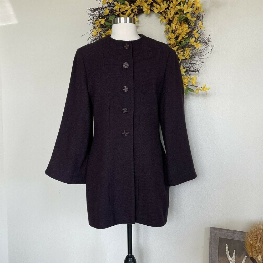 1980s Jean Muir Purple Tweed Textured Jacket